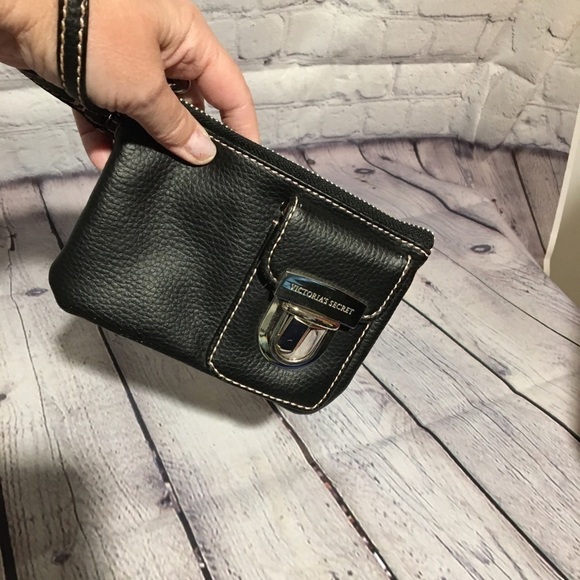 Victoria’s Secret black w/pink stitching wristlet - Picture 3 of 5